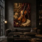 Burgundy Baroque Violin Wall Art Canvas Print - Image 4