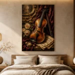Burgundy Baroque Violin Wall Art Canvas Print - Image 6