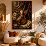 Burgundy Baroque Violin Wall Art Canvas Print - Image 8