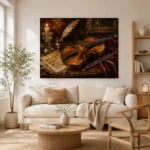 Walnut Table Violin Still Life Wall Art Canvas Print - Image 7