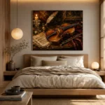 Walnut Table Violin Still Life Wall Art Canvas Print - Image 8