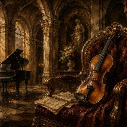 Baroque Recital Chamber Violin Wall Art Canvas Print