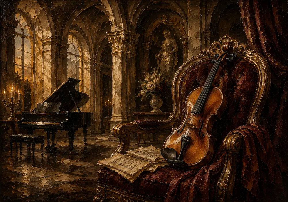 Baroque Recital Chamber Violin Wall Art Canvas Print