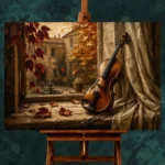 Autumn Courtyard Violin Wall Art Canvas Print - Image 2