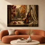 Autumn Courtyard Violin Wall Art Canvas Print - Image 3