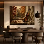 Autumn Courtyard Violin Wall Art Canvas Print - Image 4
