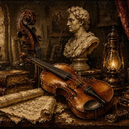 Old Master’s Studio Violin Wall Art Canvas Print