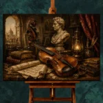 Old Master's Studio Violin Wall Art Canvas Print - Image 2