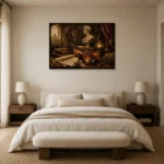 Old Master’s Studio Violin Wall Art Canvas Print showcased in an elegant minimalist interior