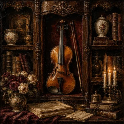 Collector’s Cabinet Violin Wall Art Canvas Print