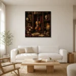 Collector’s Cabinet Violin Wall Art Canvas Print styled in a refined neutral interior