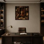 Collector’s Cabinet Violin Wall Art Canvas Print displayed in a contemporary gallery-inspired room