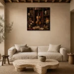 Collector’s Cabinet Violin Wall Art Canvas Print presented in a sophisticated home setting