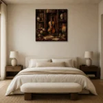 Collector’s Cabinet Violin Wall Art Canvas Print showcased in an elegant minimalist interior