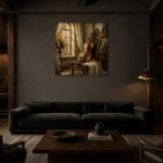 Morning Light Violin Wall Art Canvas Print shown in a warm modern interior