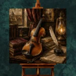Composer's Study Violin Wall Art Canvas Print - Image 2