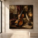 Composer's Study Violin Wall Art Canvas Print - Image 3