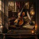 Composer's Study Violin Wall Art Canvas Print - Image 4