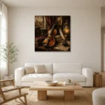 Composer’s Study Violin Wall Art Canvas Print styled in a refined neutral interior