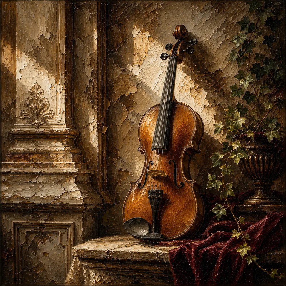 Classical Violin Architectural Wall Art Canvas Print