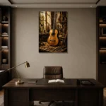 Timeless Classical Guitar Wall Art Canvas Print displayed in a contemporary gallery-inspired room