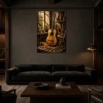 Timeless Classical Guitar Wall Art Canvas Print shown in a warm modern interior