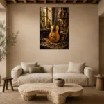 Timeless Classical Guitar Wall Art Canvas Print presented in a sophisticated home setting