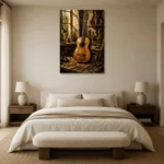 Timeless Classical Guitar Wall Art Canvas Print showcased in an elegant minimalist interior