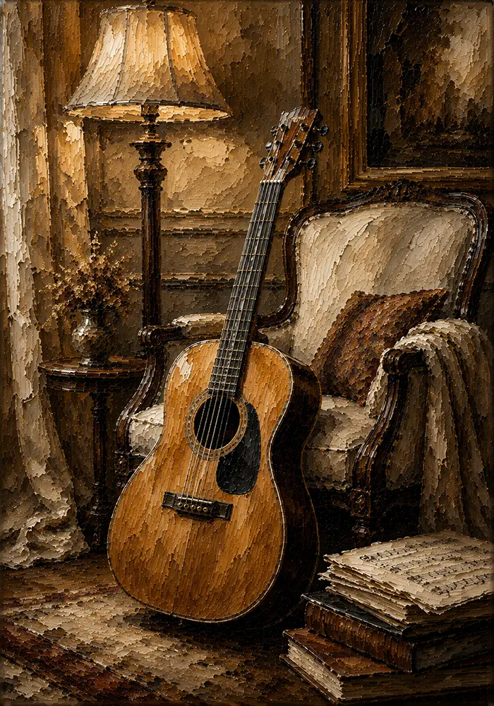 Warm Acoustic Guitar Wall Art Canvas Print