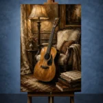 Warm Acoustic Guitar Wall Art Canvas Print - Image 2