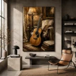 Warm Acoustic Guitar Wall Art Canvas Print - Image 3