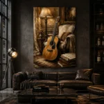 Warm Acoustic Guitar Wall Art Canvas Print - Image 4