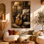 Warm Acoustic Guitar Wall Art Canvas Print - Image 8