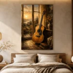 Golden Sunrise Acoustic Guitar Wall Art Canvas Print - Image 6