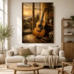 Golden Sunrise Acoustic Guitar Wall Art Canvas Print - Image 7