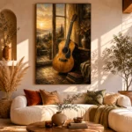 Golden Sunrise Acoustic Guitar Wall Art Canvas Print - Image 8