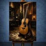 Modern Acoustic Guitar Wall Art Canvas Print - Image 2