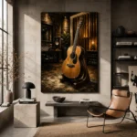 Modern Acoustic Guitar Wall Art Canvas Print - Image 3