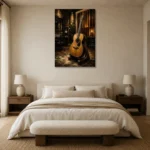 Modern Acoustic Guitar Wall Art Canvas Print showcased in an elegant minimalist interior