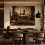 Vintage Artist Studio Guitar Wall Art Canvas Print - Image 4