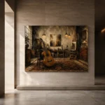 Vintage Artist Studio Guitar Wall Art Canvas Print - Image 5