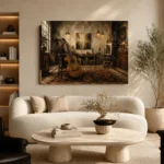 Vintage Artist Studio Guitar Wall Art Canvas Print - Image 6
