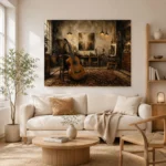 Vintage Artist Studio Guitar Wall Art Canvas Print - Image 7