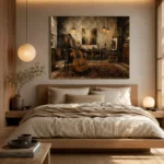 Vintage Artist Studio Guitar Wall Art Canvas Print - Image 8