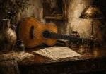 Vintage Acoustic Guitar Still Life Wall Art Canvas Print