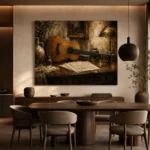 Vintage Acoustic Guitar Still Life Wall Art Canvas Print - Image 4