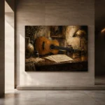 Vintage Acoustic Guitar Still Life Wall Art Canvas Print - Image 5