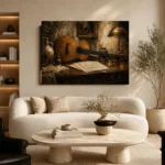 Vintage Acoustic Guitar Still Life Wall Art Canvas Print - Image 6