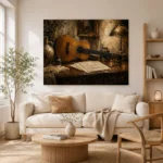 Vintage Acoustic Guitar Still Life Wall Art Canvas Print - Image 7