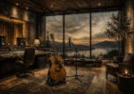 Contemporary Studio Guitar Wall Art Canvas Print